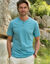 T-shirt uni col tunisien (bleu glacier)