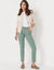 Pantalon 7/8ème fuselé stretch uni (vert grisé)
