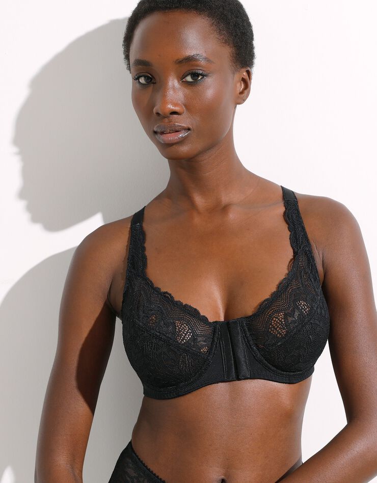 Soutien-gorge dentelle ouverture devant - avec armatures (noir)