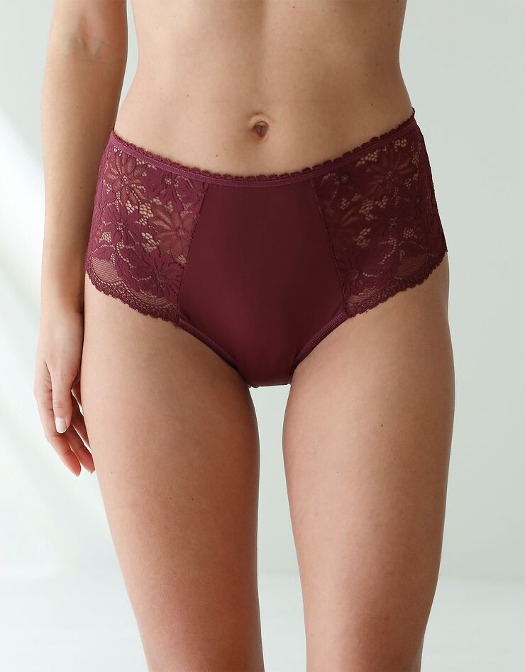 Culotte forme maxi microfibre et dentelle stretch - lot de 2 (aubergine) Culotte forme maxi microfibre et dentelle stretch - lot de 2 (aubergine)