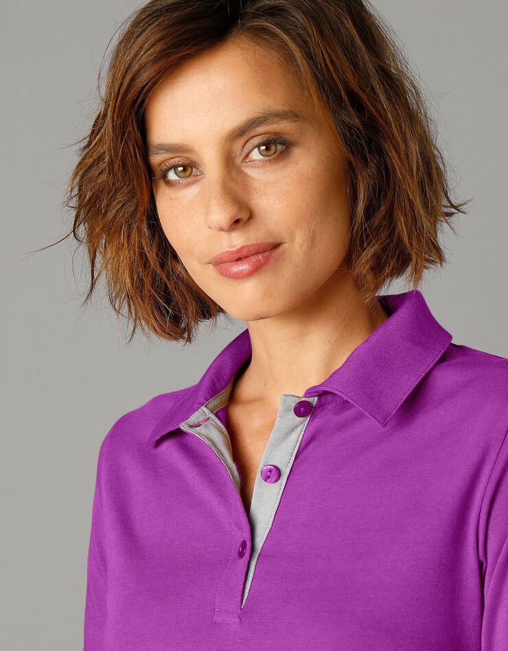 Polo bicolore maille jersey (violine / gris) Polo bicolore maille jersey (violine / gris)
