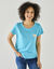 T-shirt uni broderie coeur manches courtes (turquoise)