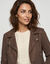 Blouson zipp&eacute; col tailleur pressionn&eacute;, su&eacute;dine (chocolat)