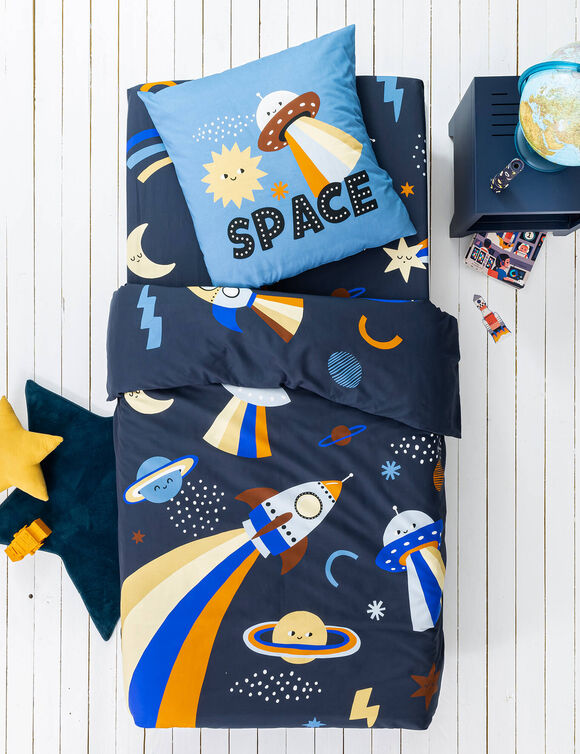 Linge de lit enfant Galaxy imprimé chat 1 personne - coton (marine)