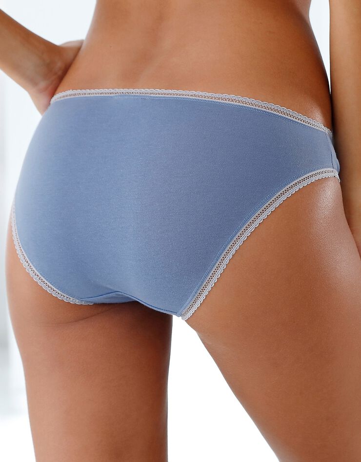 Slip imprimé « motifs fleurettes » en coton – Lot de 4 assortis - (bleu / jeans) Slip imprimé « motifs fleurettes » en coton – Lot de 4 assortis - (bleu / jeans)