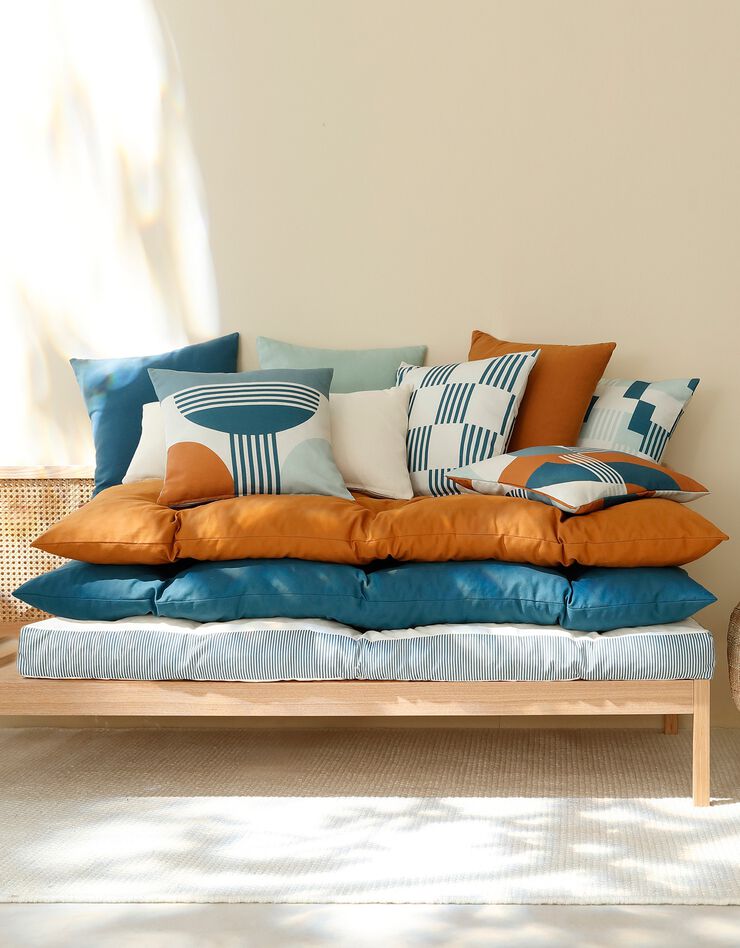 Long coussin de sol uni (bleu)