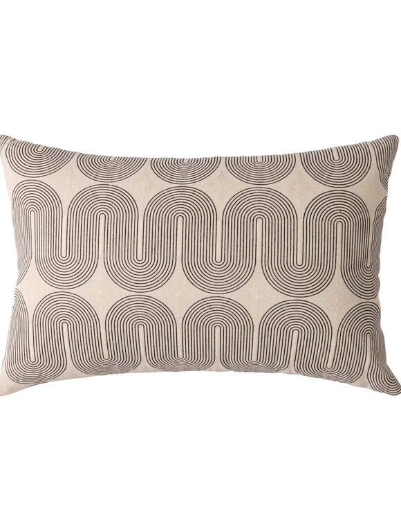 Coussin rectangulaire imprim&eacute; graphique d&eacute;tails dor&eacute;s  (noir / naturel)