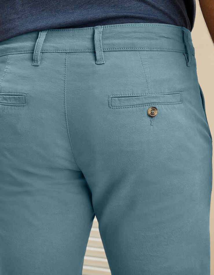 Pantalon chino uni sergé stretch grand confort (bleu lagon)