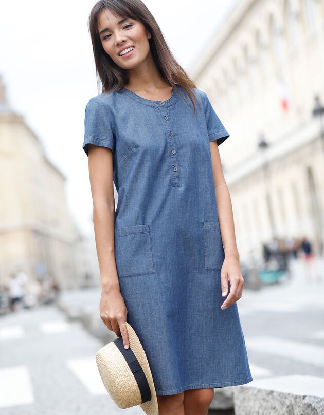Robe forme housse denim léger (stone)