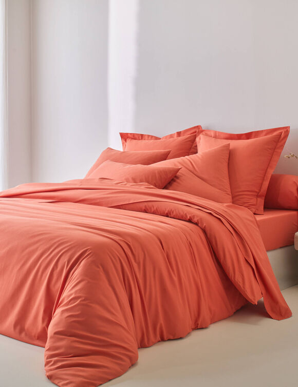 Linge de lit uni polyester-coton Colombine (potiron)