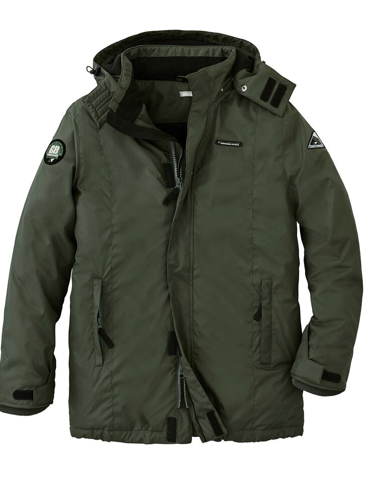 Parka imperméable doublée polaire à capuche (kaki) Parka imperméable doublée polaire à capuche (kaki)