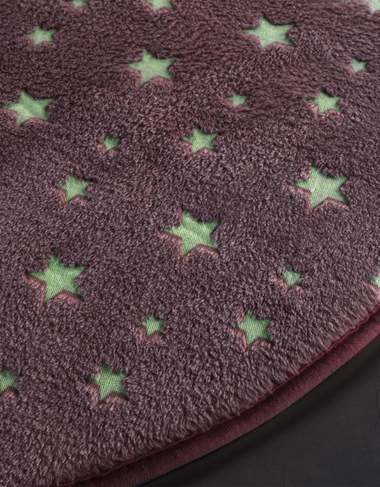 Tapis flanelle imprimé étoiles phosphorescentes - rond (rose)