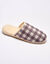 Mules silencieuses carreaux fourrées laine (taupe)