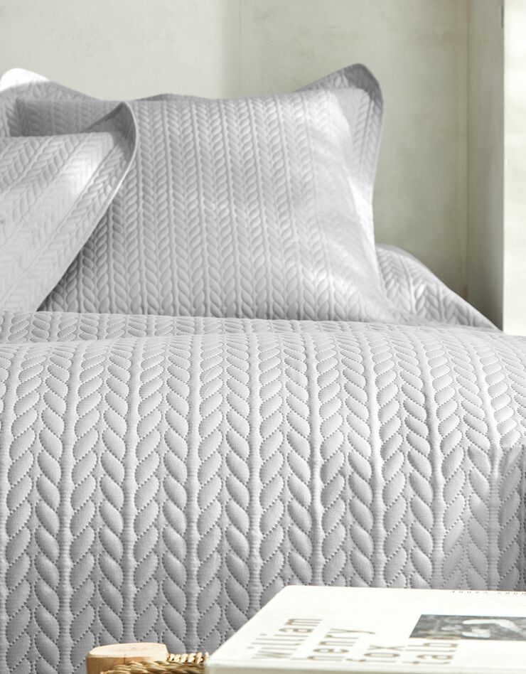 Couvre-lit matelassé microfibre motif géométrique (gris perle)