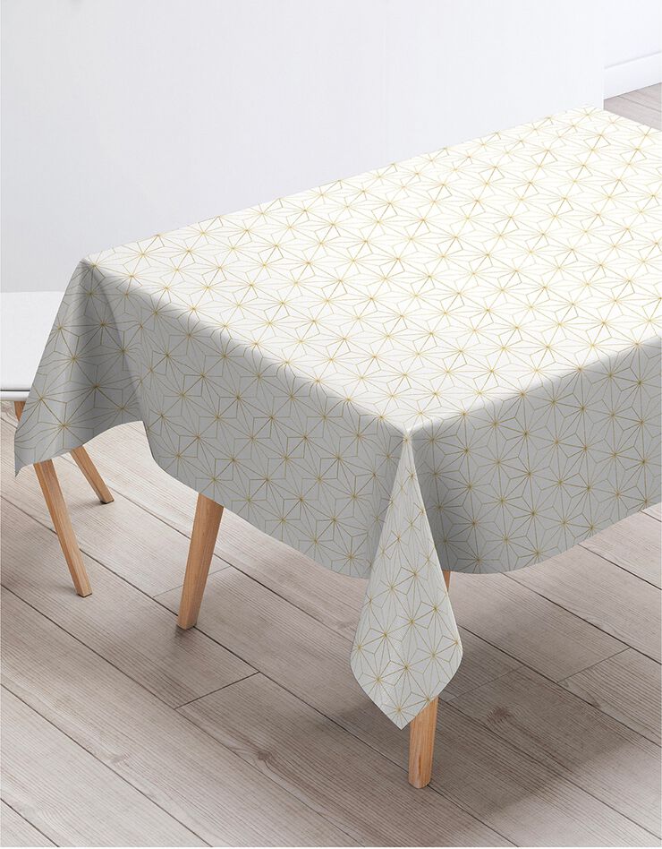 Nappe motifs géométriques métallisés (blanc)