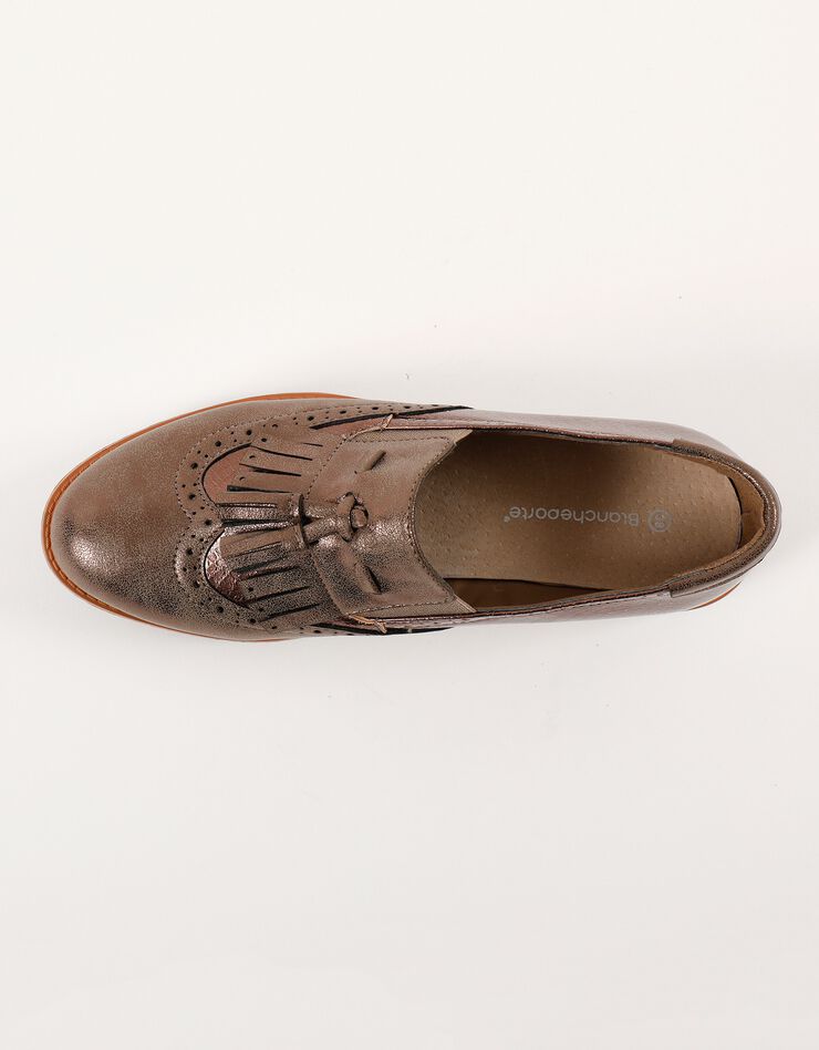 Slippers compensées à franges et pompons - marron (marron)