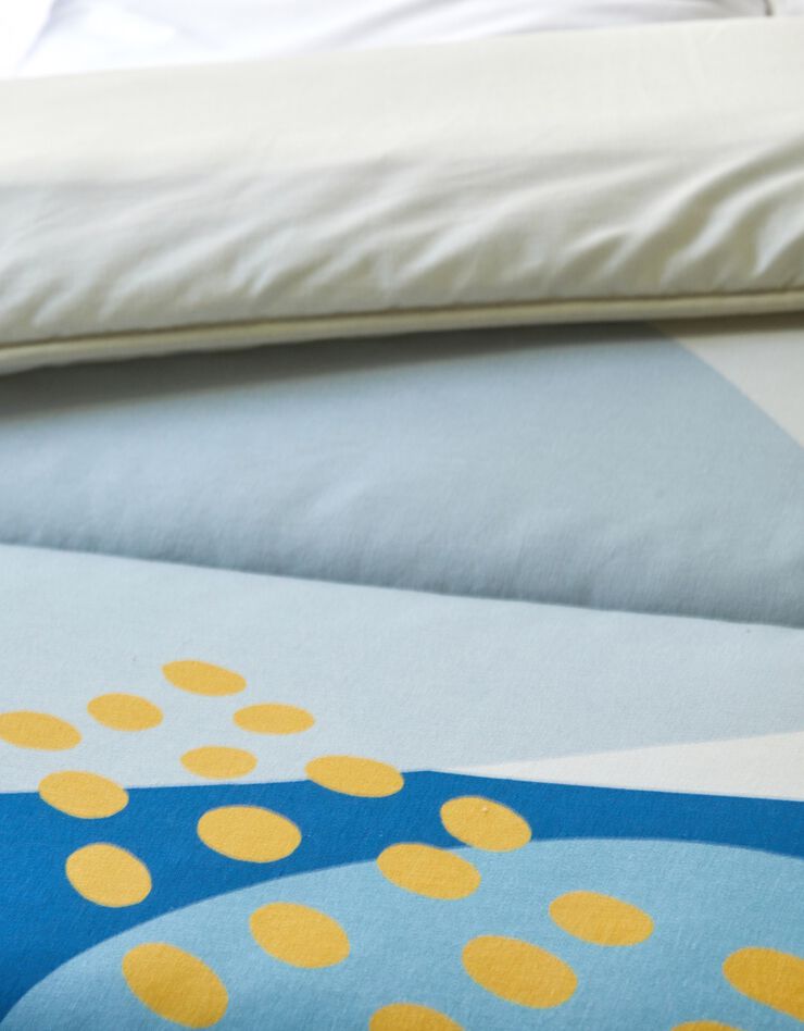 Couette coton imprimé Galet 400g/m² (bleu / gris)