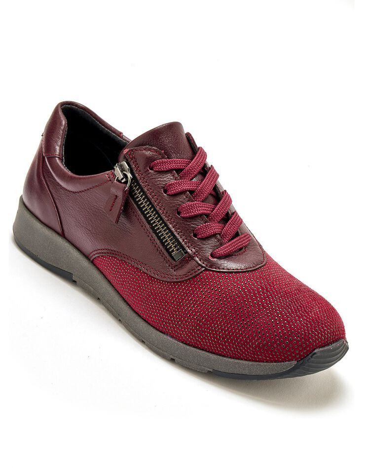 Derbies spécial Hallux valgus en cuir et textile - uni (bordeaux) Derbies spécial Hallux valgus en cuir et textile - uni (bordeaux)