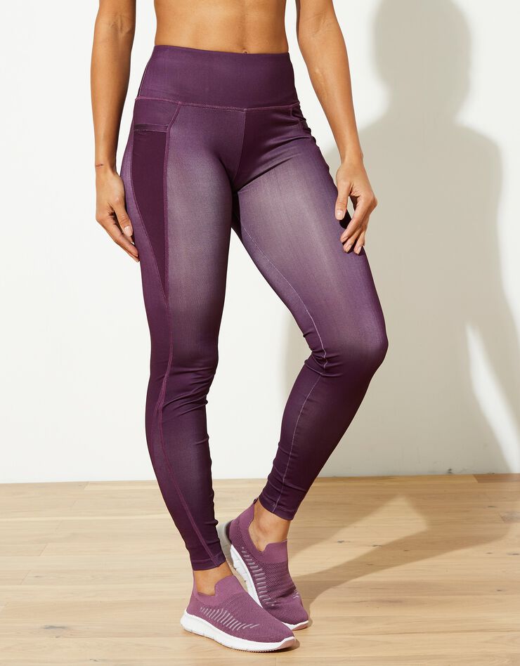 Legging taille haute avec empiècements résille (prune) Legging taille haute avec empiècements résille (prune)