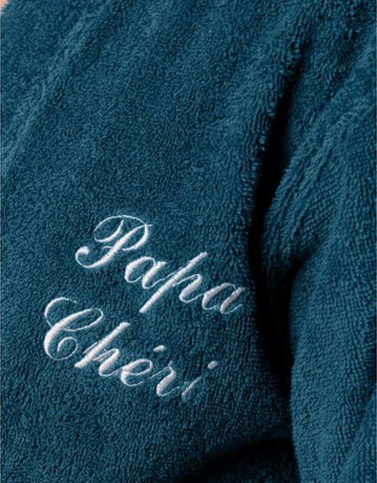 Peignoir mixte adulte uni coton éponge bouclette col kimono personnalisé (bleu paon) Peignoir mixte adulte uni coton éponge bouclette col kimono personnalisé (bleu paon)