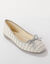 Ballerines noeud fantaisie en toile (gris / blanc)