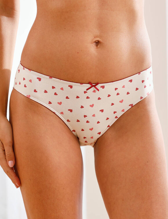 Culotte coton forme midi imprimé motifs "coeurs" assortis– Lot de 4 (rouge)