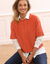Pull manches coudes, maille torsadée (orange)