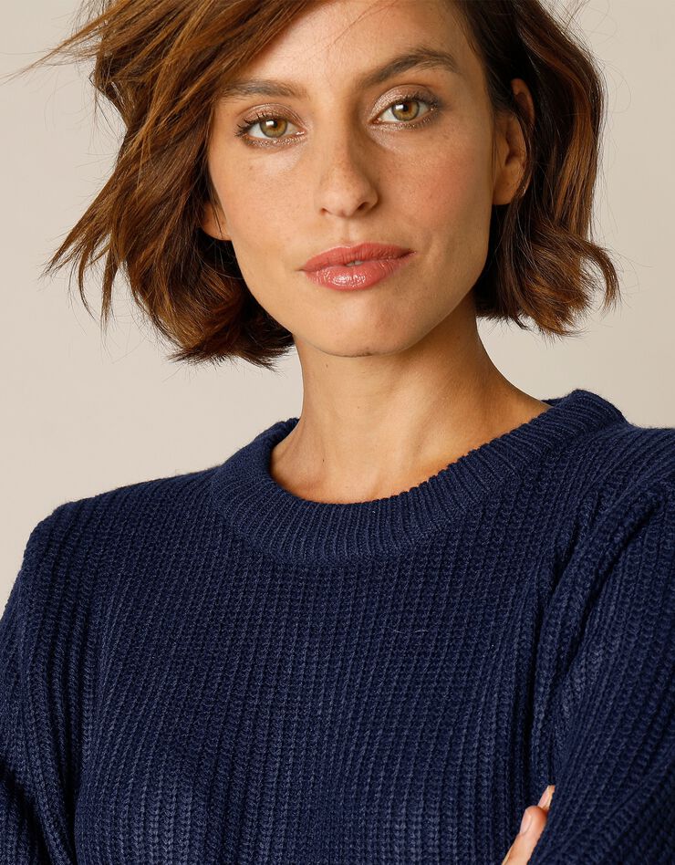 Pull col rond maille anglaise (marine) Pull col rond maille anglaise (marine)