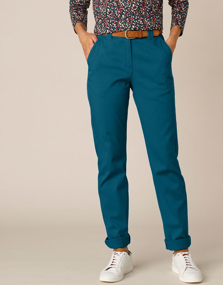 Pantalon chino stretch (bleu paon)