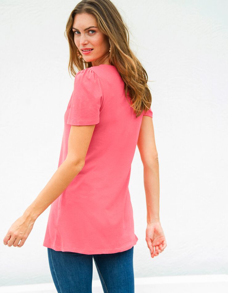 Tee-shirt macramé manches courtes (rose) Tee-shirt macramé manches courtes (rose)