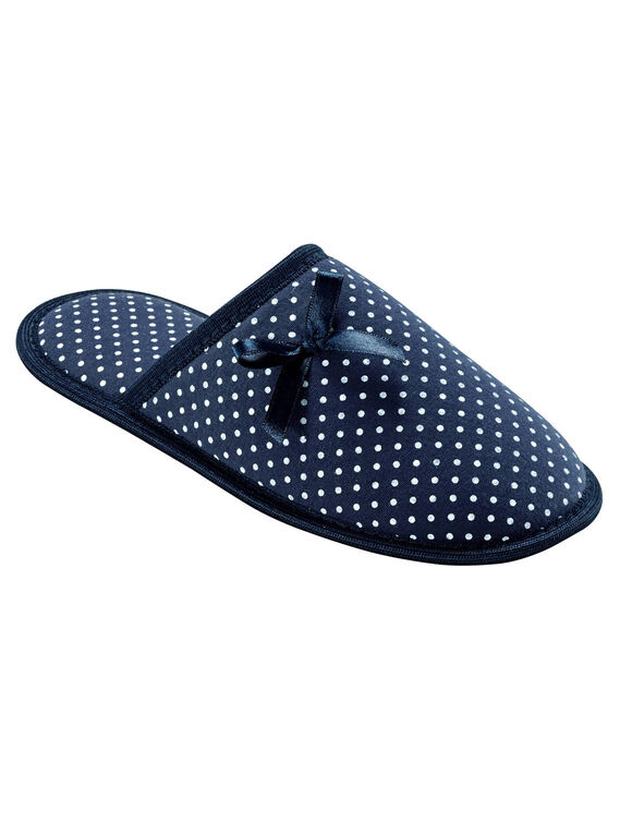 Mules plates à pois (marine)