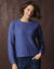 Pull manches marteau maille fantaisie (bleu denim)