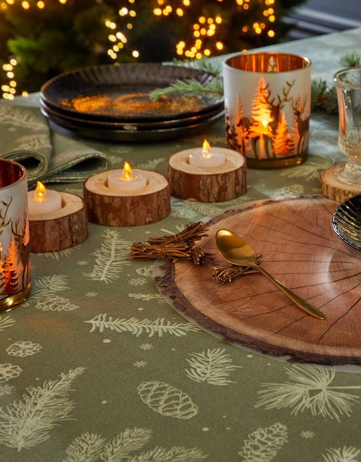 Nappe imprimée pommes de pin et branchages (eucalyptus)