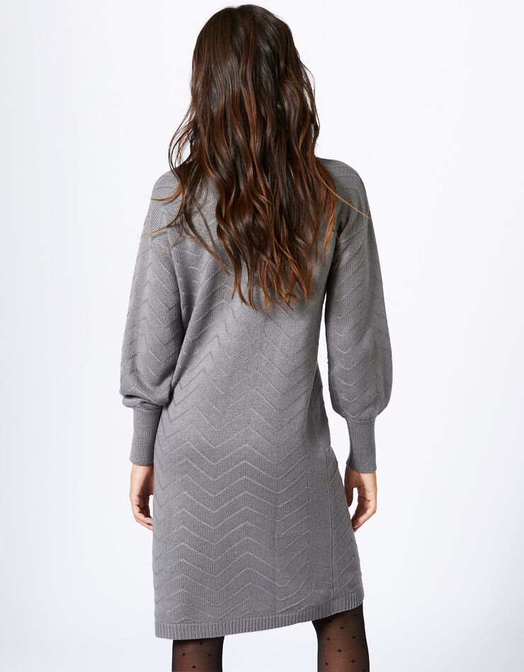 Robe pull motif chevron toucher cachemire (gris chiné) Robe pull motif chevron toucher cachemire (gris chiné)