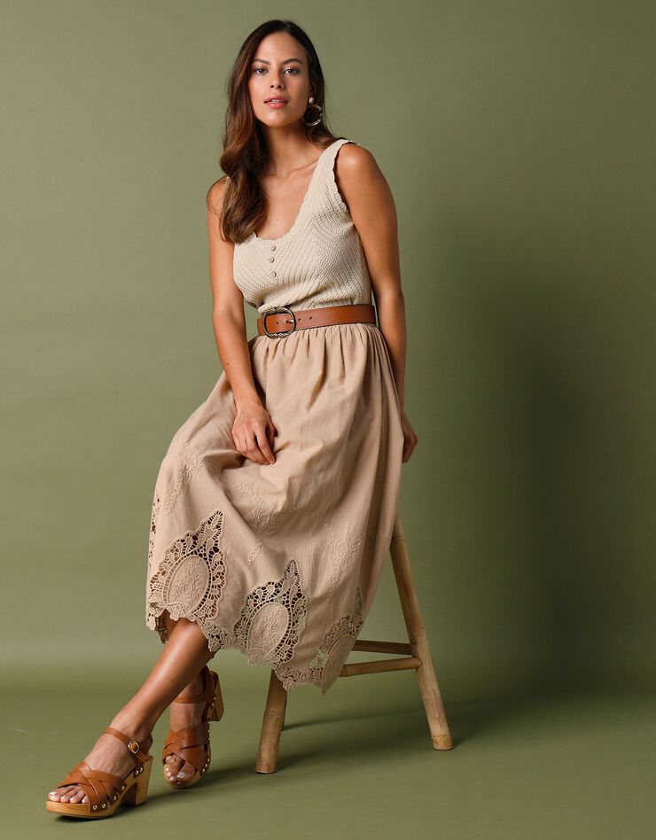 Débardeur tricot sans manches  (beige)