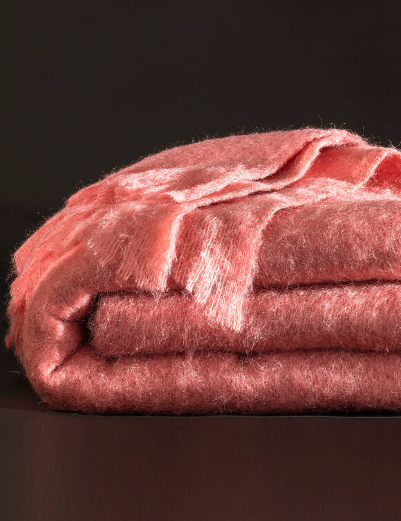 Couverture laine mohair angora (rose)