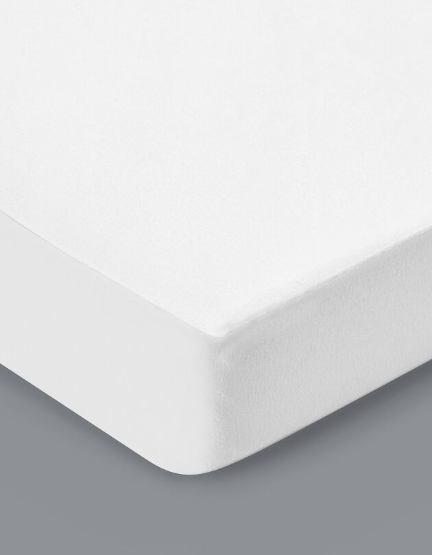 Protège-matelas imperméable molleton coton recyclé bonnets 29 cm (blanc)