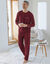 Pyjama coton passepoils contrastés (bordeaux)