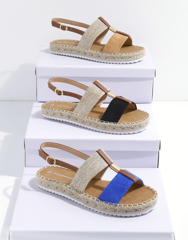 Sandales fantaisie semelle corde (bleu) Sandales fantaisie semelle corde (bleu)