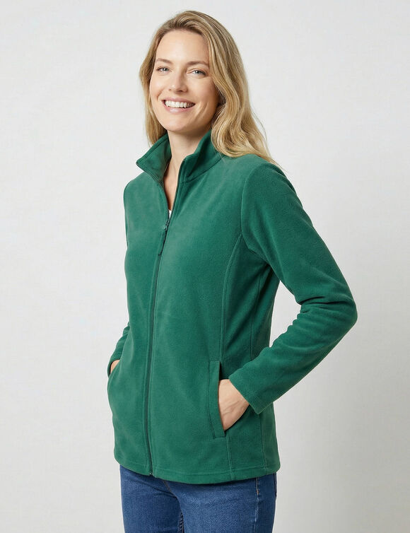 Veste zipp&eacute;e maille polaire, manches longues (vert fonc&eacute;)