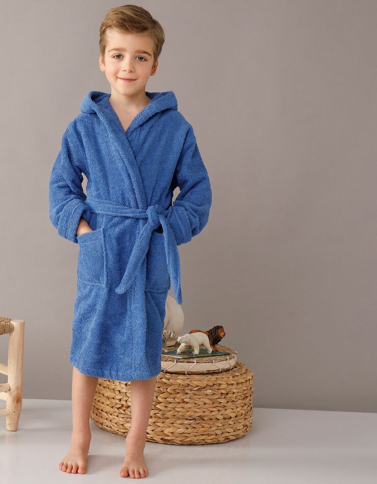 Peignoir enfant éponge bouclette à capuche (bleu dur) Peignoir enfant éponge bouclette à capuche (bleu dur)