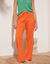 Pantalon large droit, gaze de coton (orange)