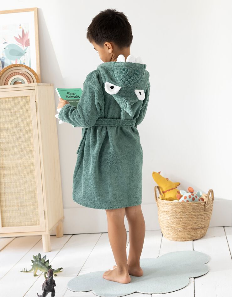 Peignoir de bain enfant à capuche dinosaure personnalisable - 340g/m² (eucalyptus)