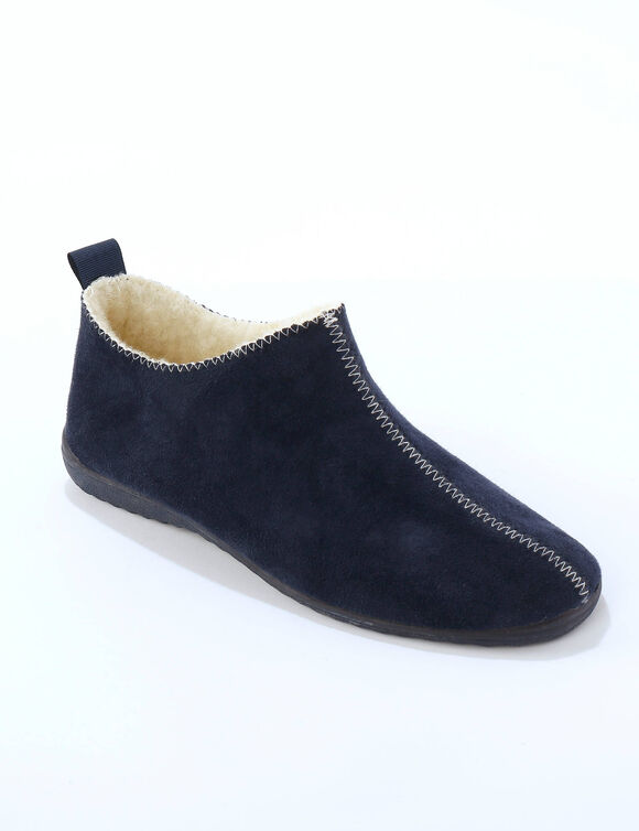 Chaussons bottillons fourr&eacute;s, su&eacute;dine (bleu)