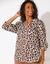 Blouse brodée manches 3/4, imprimé léopard (écru / noisette)