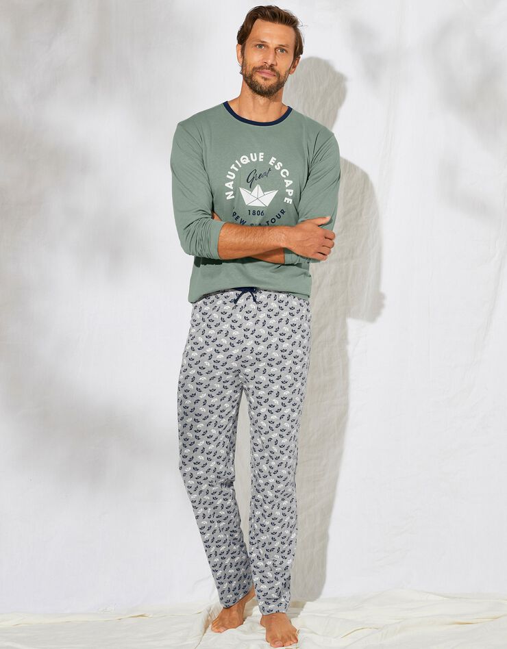 Pantalon pyjama imprimé (gris / marine) Pantalon pyjama imprimé (gris / marine)