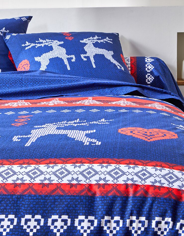 Linge de lit Cerfy en coton (marine)