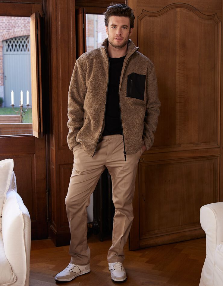Veste chaude zippée maille peluche (taupe) Veste chaude zippée maille peluche (taupe)
