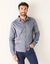 Chemise maille piquée manches longues (bleu mouliné)