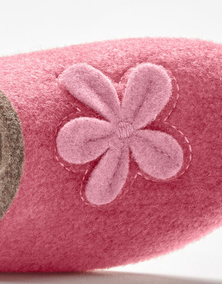 Chaussons mules fleur appliquée - largeur confort (framboise) Chaussons mules fleur appliquée - largeur confort (framboise)